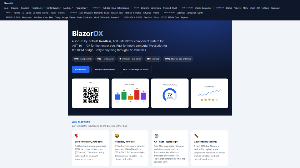 Screenshot of BlazorDX