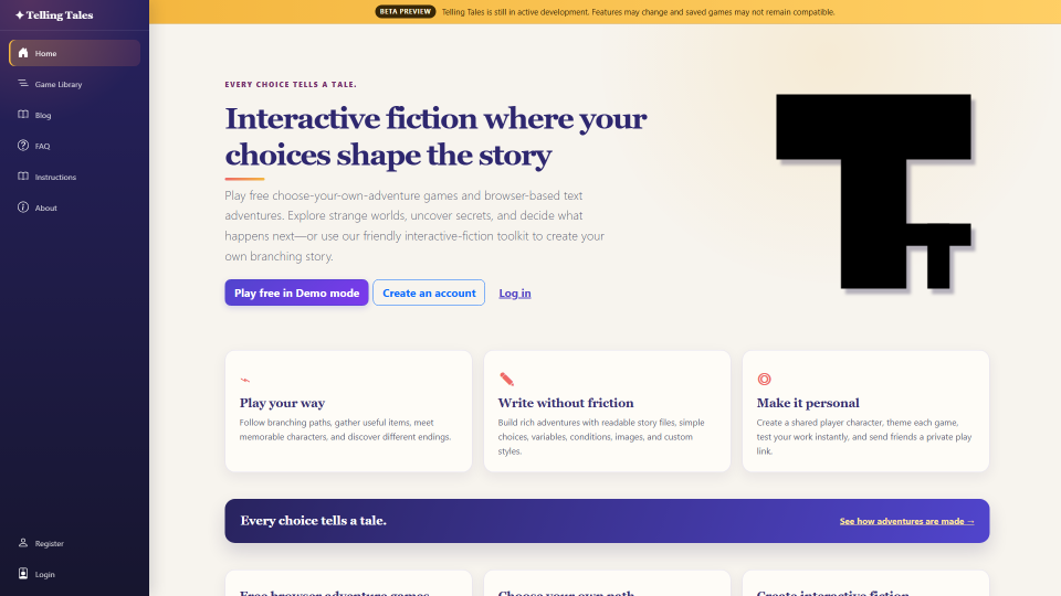 Screenshot of Telling Tales