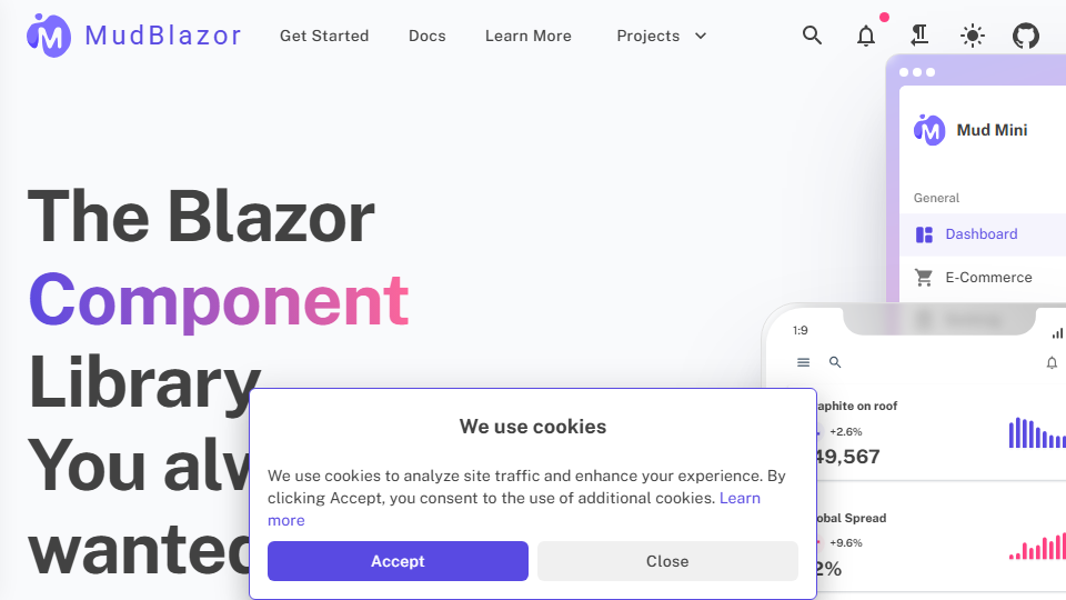 Screenshot of MudBlazor