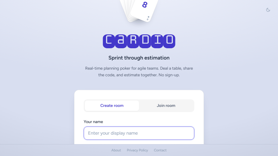 Screenshot of Cardio Scrum Poker