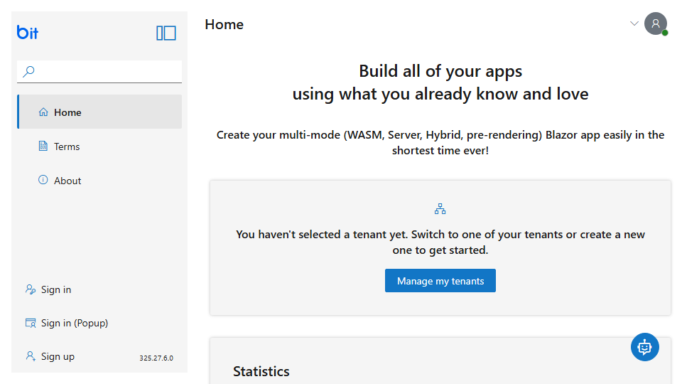 Screenshot of Home