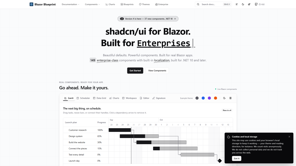 Screenshot of Blazor Blueprint - shadcn/ui for Blazor
