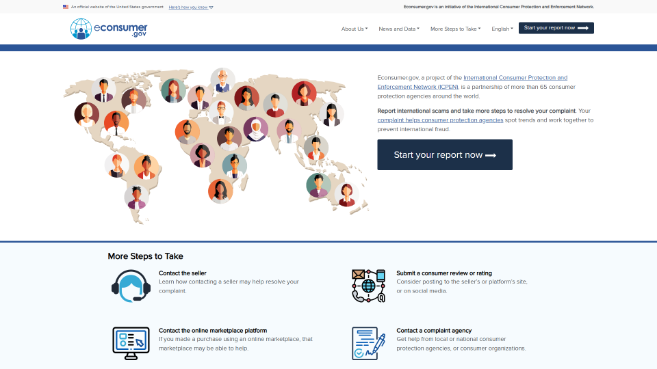 Screenshot of Econsumer.gov